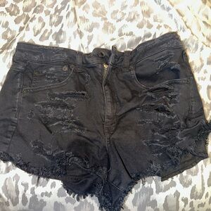 American Eagle Outfitters Black Distressed Jean Shorts